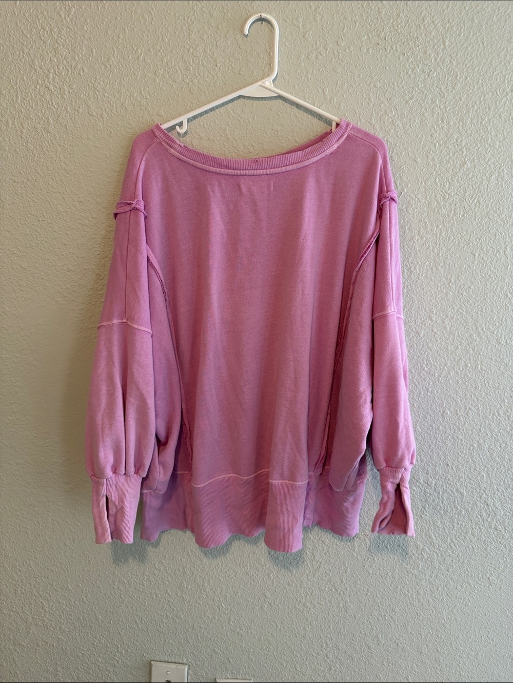 We The Free Pink Oversized Raw-Hem Sweatshirt - Picture 9 of 10